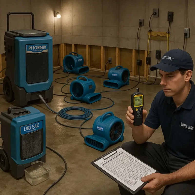 Structural Drying and Dehumidification process in Santa Fe, TX